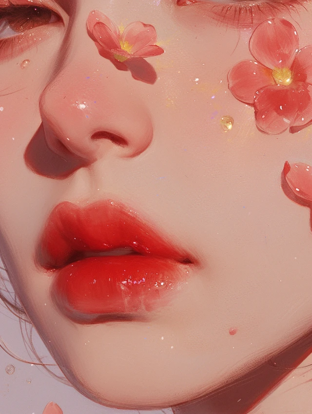 鲜艳红唇女生脸部特写壁纸