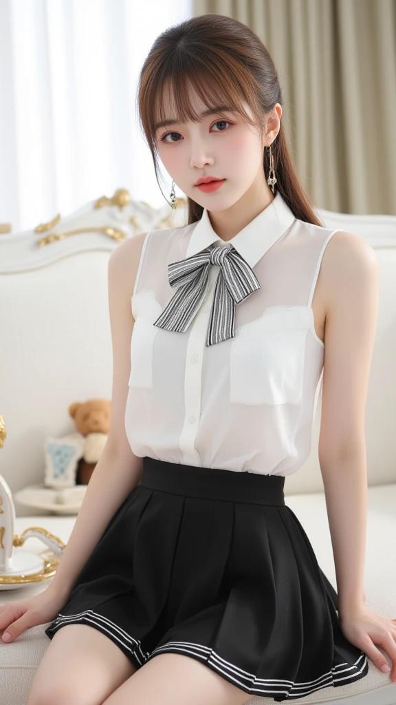 皮肤白皙黑色短裙清纯女生壁纸