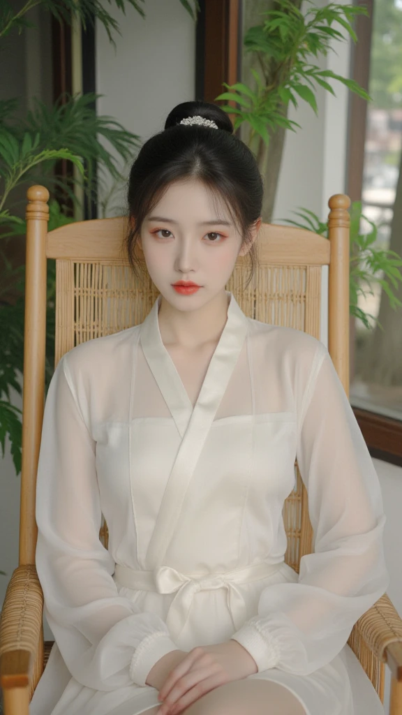 半透明白皙优雅端坐气质女生壁纸