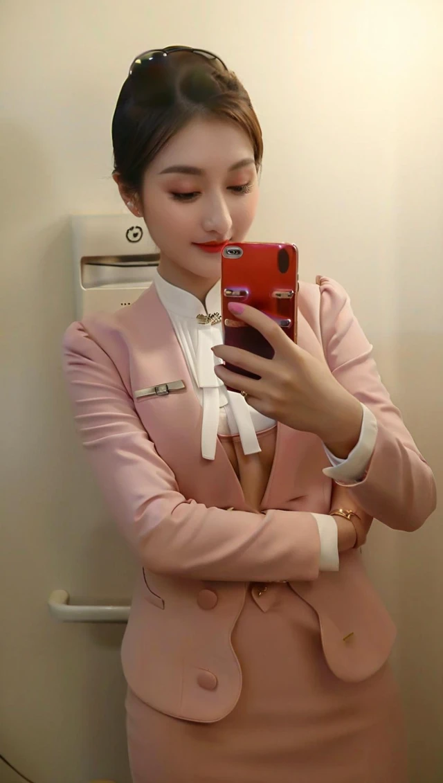 飞机上气质甜美空姐自拍壁纸