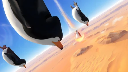 飞天企鹅冲向火星壁纸