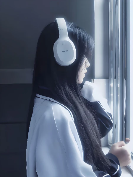 清纯女大学生带耳机壁纸
